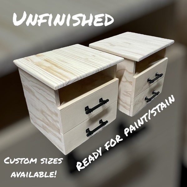 Unfinished Floating Nightstands - Ready for paint or stain