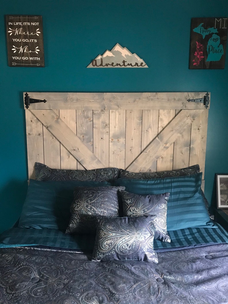 Floating Barn Door Headboard Rustic Farmhouse Furniture King Headboard Queen Headboard Full Headboard Custom Furniture image 6