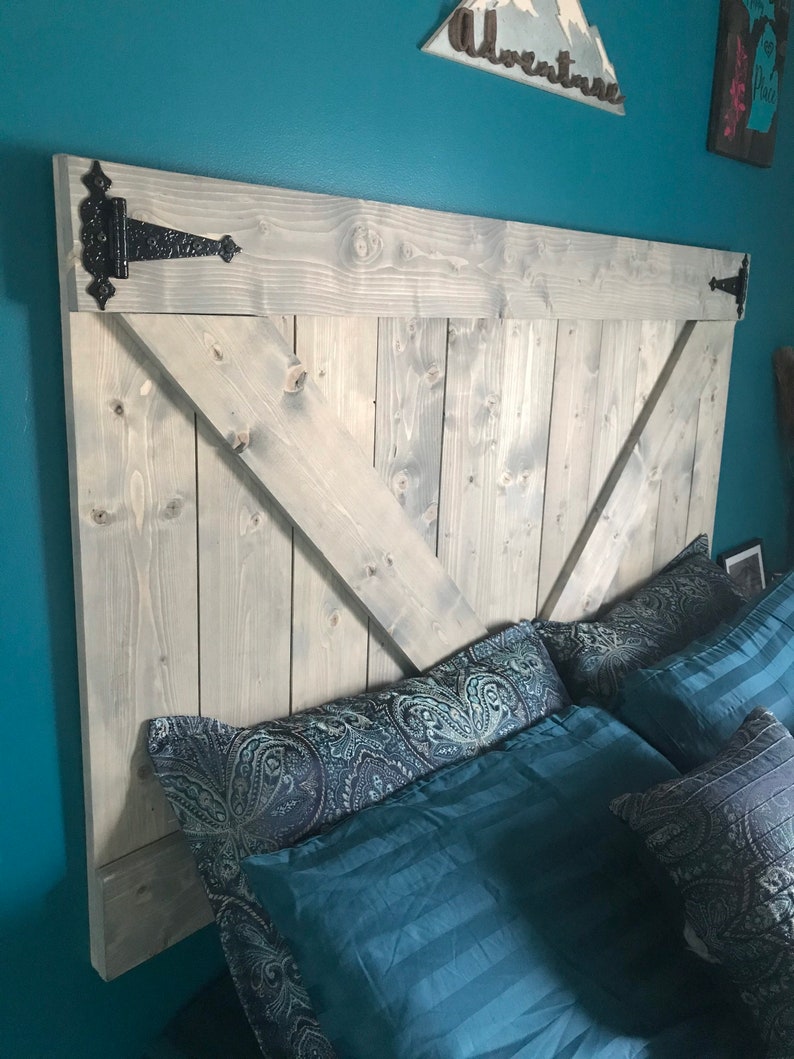 Floating Barn Door Headboard Rustic Farmhouse Furniture King Headboard Queen Headboard Full Headboard Custom Furniture image 1