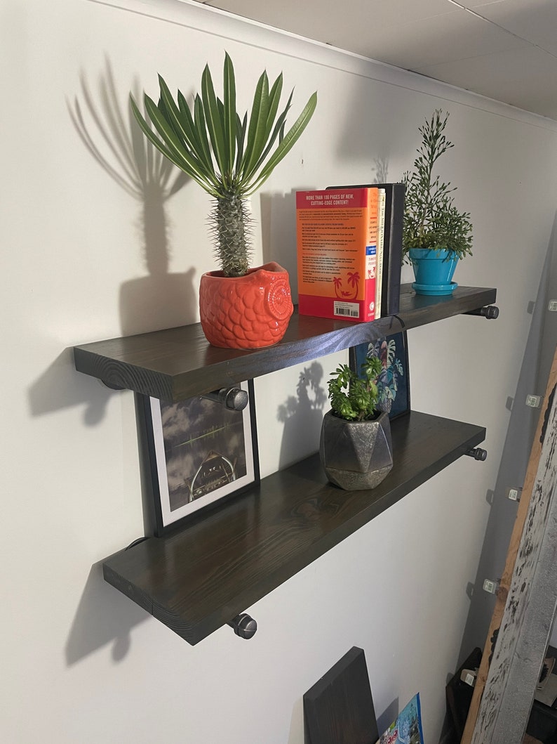 Industrial Pipe Rustic Wood Shelves Floating Reclaimed Wood Etsy