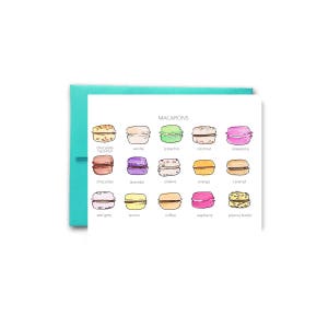 Carte Macaron, macarons Français, carte dessert Français, carte pour elle, carte d’anniversaire