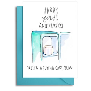 Biglietto d'auguri per il primo anniversario di matrimonio, anniversario di matrimonio con torta nuziale Frozen, primo anniversario di matrimonio, biglietto d'amore, sposi novelli, biglietto d'auguri per lui