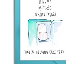 First Wedding Anniversary Card, Frozen Wedding Cake Anniversary, 1st Wedding Anniversary, Love Card, Newly Weds, Anniversary Card for Him