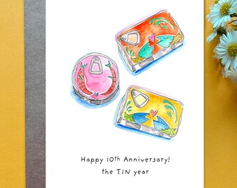 10th Wedding Anniversary Card Tin Theme Anniversary 10th Wedding Anniversary Card for Wife Tinned Fish Gift Idea Funny Anniversary Card