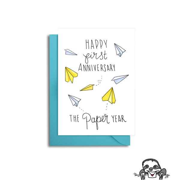 First Wedding Anniversary Card, Paper Anniversary, 1st Wedding Anniversary Paper Airplanes, 1st Anniversary Husband Card, One Year Married