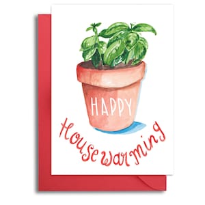 Inwijdingsfeest Card, ingegoten basilicum Plant Inwijdingsfeest kaart, nieuwe appartement kaart, nieuwe huis Card, cadeau voor een Housewarming, gelukkig Inwijdingsfeest kaart