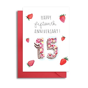 15th Wedding Anniversary Card, Flower Cake 15th Anniversary, Husband Card, 15th Wedding Anniversary, 15th Wedding Anniversary Cake