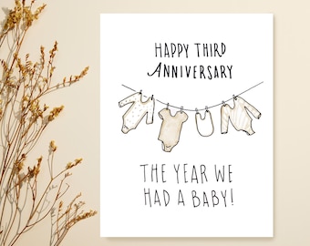 3rd Wedding Anniversary Card 3rd Anniversary Card Unique Gift for Him Anniversary Gift for Couple Card for Son & Daughter in Law