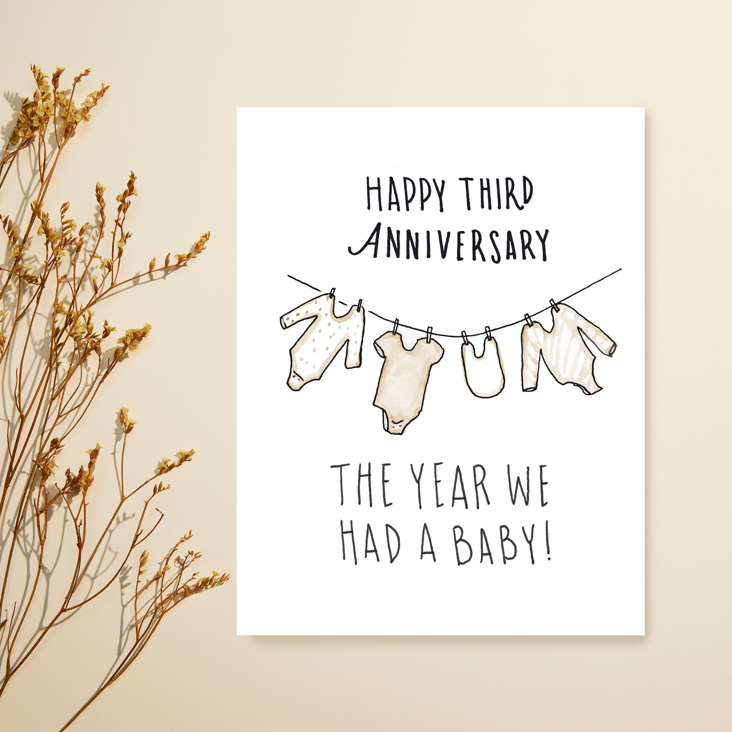 3rd Wedding Anniversary Card 3rd Anniversary Card Unique Gift for Him  Anniversary Gift for Couple Card for Son \u0026 Daughter in Law - Etsy, image size:2400x2400