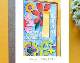 1st Day of School Card First Day of Kindergarten Card 1st Day of First Grade Gift 2026-2027 School Year Grandchild Card 1st Day of Pre-K