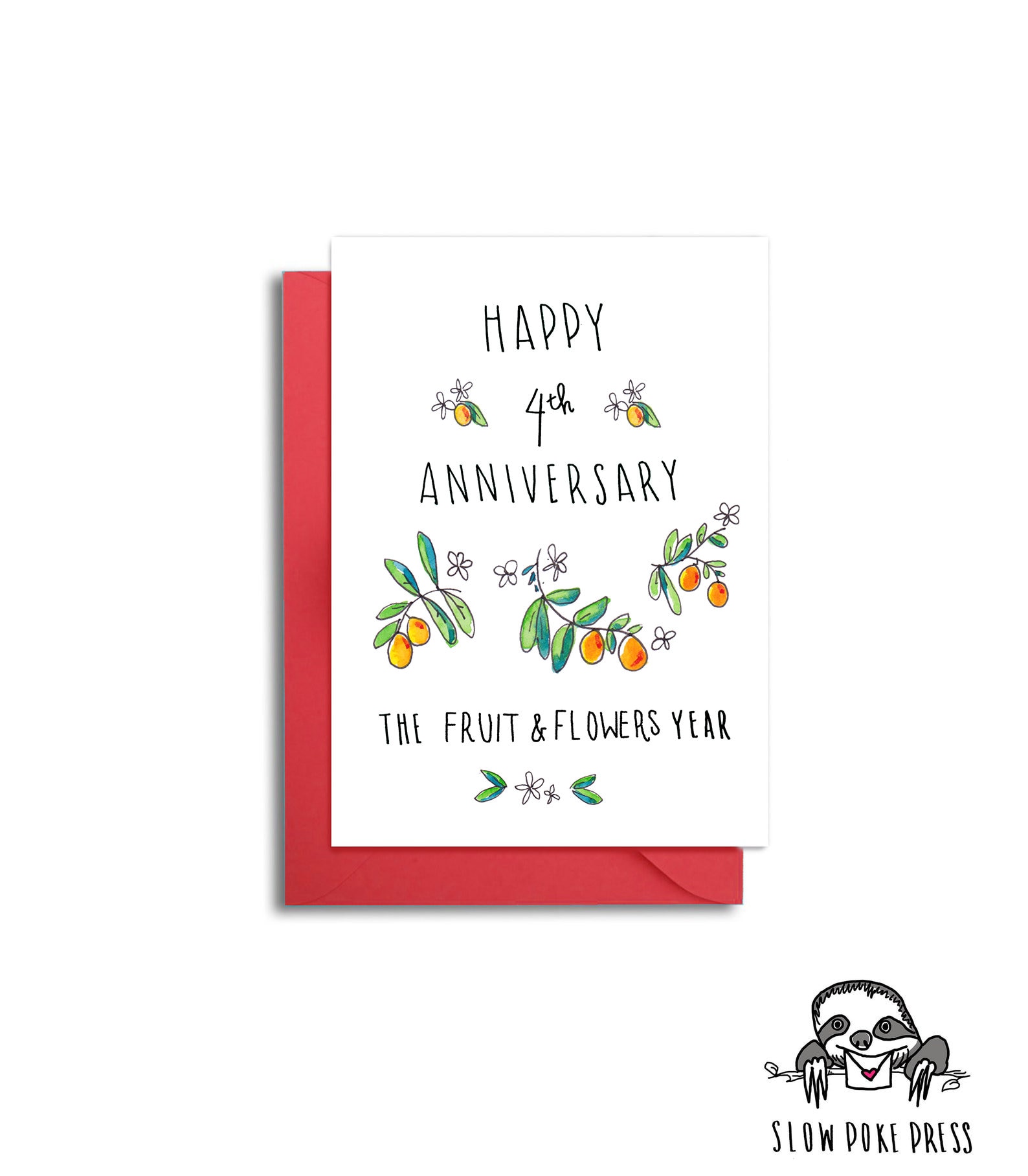 4th Wedding Anniversary Card Fourth Anniversary 4th Anniversary