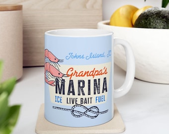 Custom Fishing Mug for Grandpa Father's Day Gift for Dad Deep Sea Fishing Grandpa's Marina Personalized Fishing Coffee Cup for Him