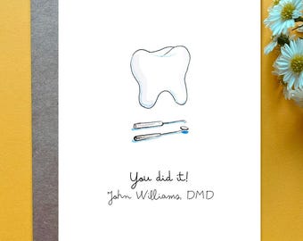 Custom Dental School Graduation Card Dentist Graduation Orthodonist Card Medical School Grad Party Dental Hygienist Graduation Card