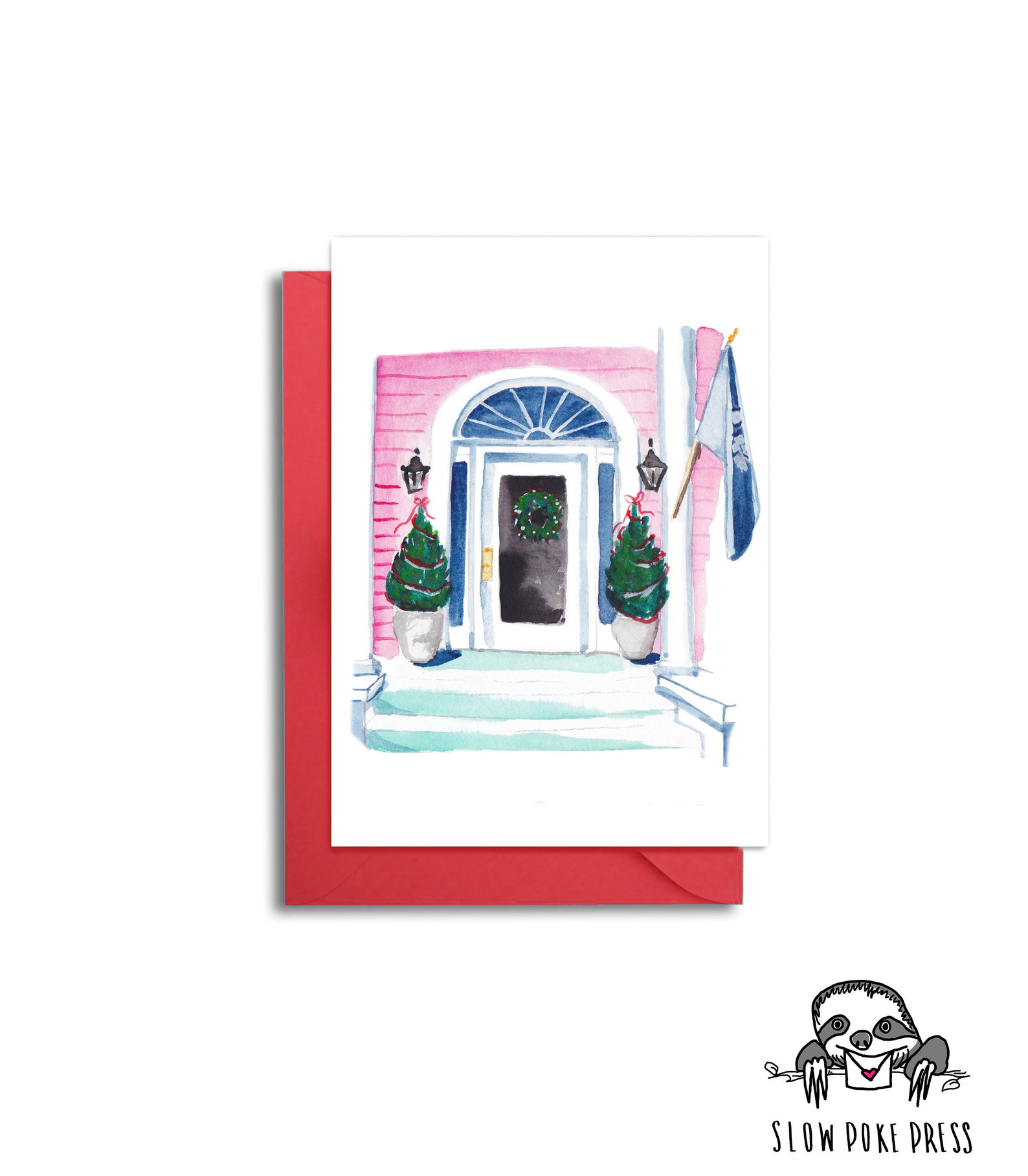 Set of 6 Charleston Inspired Christmas Cards Front Door Etsy