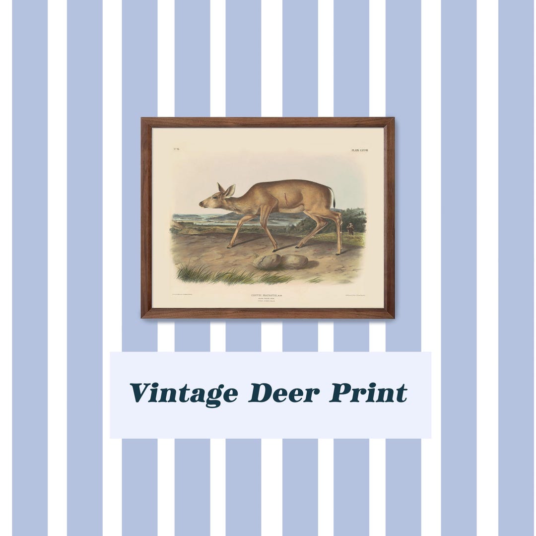 Vintage Deer Art Print Antique Deer Painting Boy Nursery Hunting Theme ...