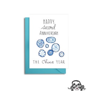 Tarjeta para el segundo aniversario de bodas, aniversario con temática china, segundo aniversario, regalo para el segundo aniversario en China, tarjeta de aniversario para esposa