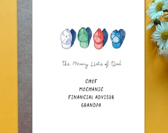 Custom Father's Day Card The Many Hats of Dad Personalized Father's Day Gift for Grandpa
