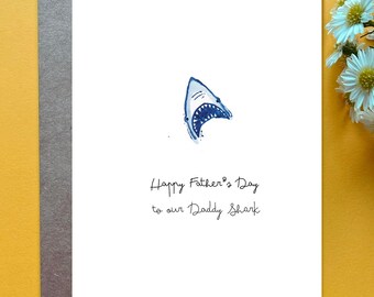 Daddy Shark Father's Day Card Shark Themed Father's Day Gift for Grandfather Custom Name Card