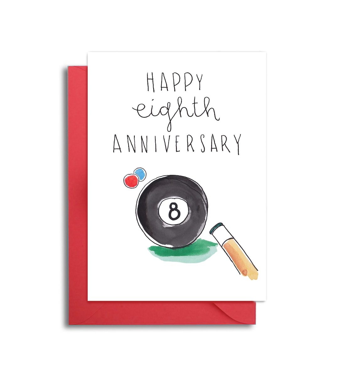Eighth Wedding Anniversary Card, 8th Anniversary Husband Card, 8 Ball ...