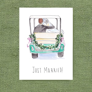 Wedding Getaway Golf Cart Just Married Card Funny Wedding Card Getaway Car Funny Wedding Gift Golf Cart Funny Card for Wedding Golfers