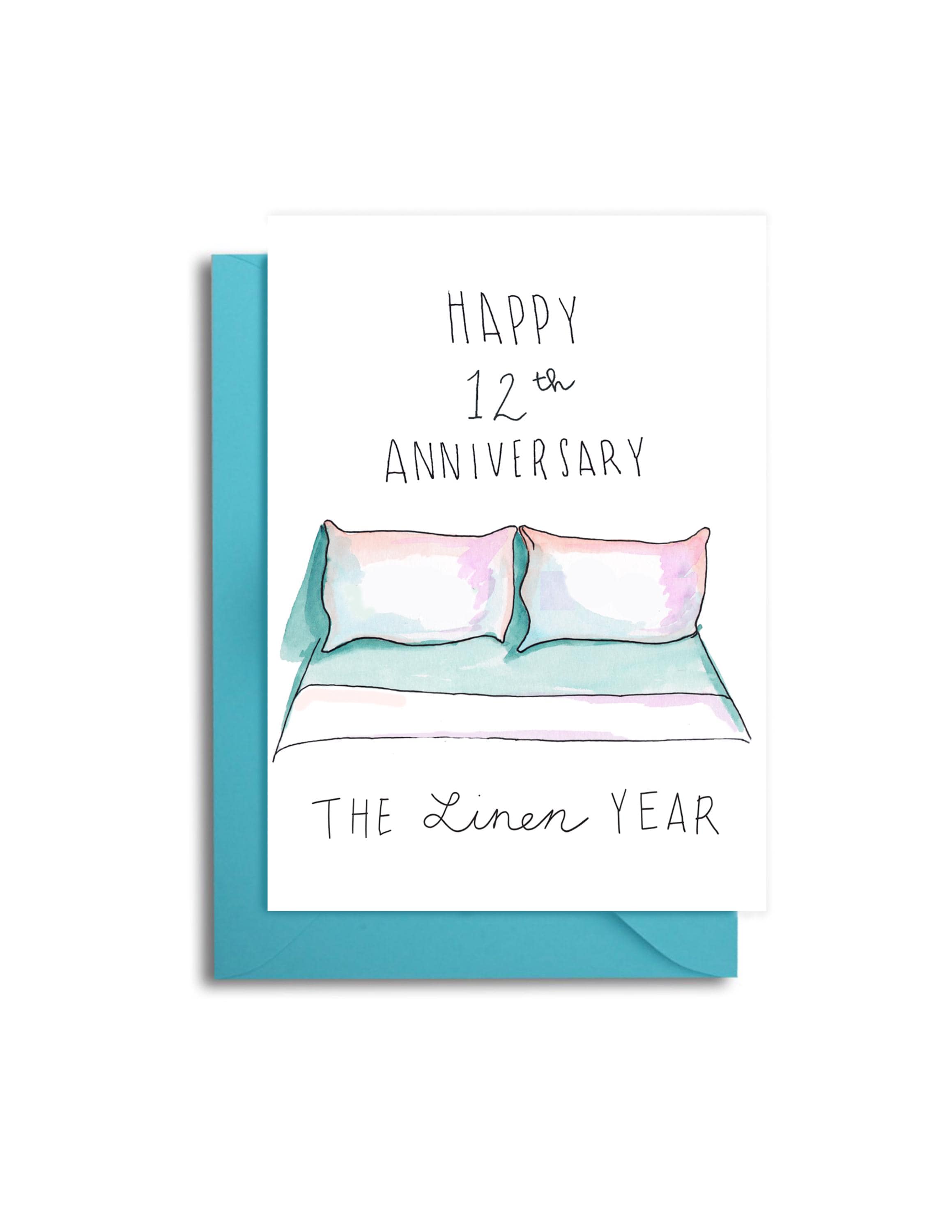 12th Wedding Anniversary Card, Twelfth Anniversary, 12th