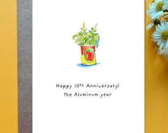 10th Wedding Anniversary Card Aluminum Theme Anniversary 10th Wedding Anniversary Card for Husband Happy 10th Anniversary Aluminum Gift Idea