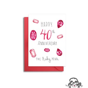 40周年記念カード、ルビー記念日、夫への結婚40周年記念カード、40周年おめでとう、結婚40年目のカード