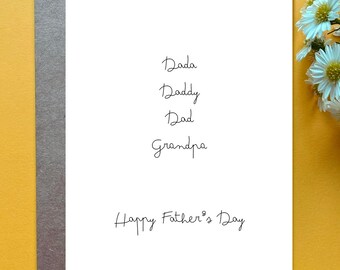 1st Father's Day Card for Grandpa Customizable Father's Day Gift for Grandfather Custom Name Card Minimalistic Design