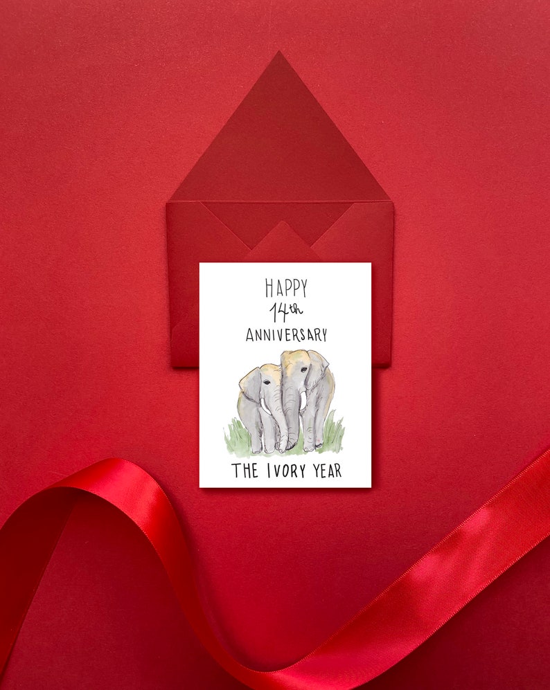 14th Wedding Anniversary Card Ivory Year Anniversary Gift Etsy