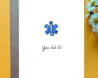 EMT Graduation Card Paramedic graduation card Personalizable Emergency Room Doctor Graduation Gift Minimalistic Rod of Asclepius