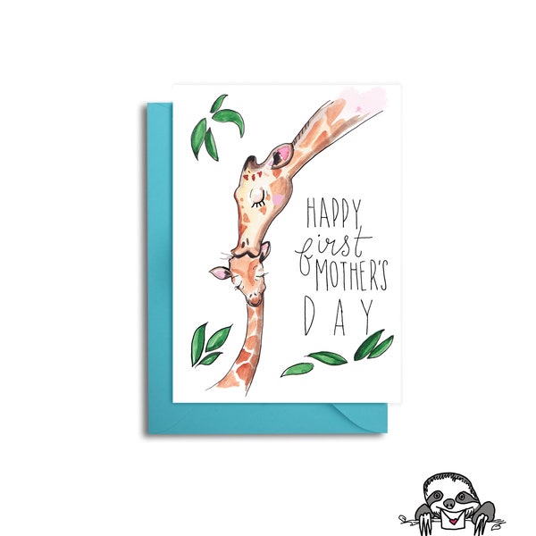 Giraffe Mom and Baby Card, First Mother's Day Card, Mother's Day Card with Giraffes, Giraffe Card for Mom, New Mom Card, Baby Shower Card