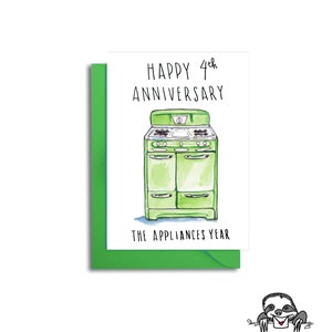 Tarjeta de 4.º aniversario de boda, cuarto aniversario, tarjeta de 4.º aniversario para marido, aniversario de electrodomésticos, regalo de 4.º aniversario de boda