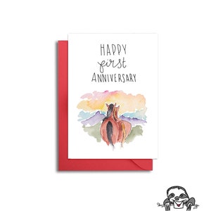 1e huwelijksverjaardagskaart, eenjarig jubileum, verjaardag met paardenthema, verjaardagskaart voor echtgenoot, 1e verjaardag, 1 jaar getrouwd