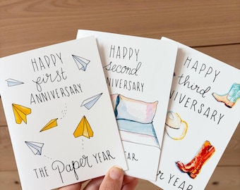 Anniversary Card Collection for 1st through 10 Years of Marriage Bulk Wedding Anniversary Cards for Couple Wedding Gift