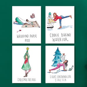 Yoga Themed Christmas Cards Workout Buddy Christmas Cards Pilates Teacher Gift Gym Friends Holiday Cards Funny Yoga Cards for the Holidays