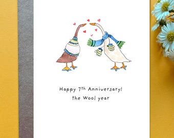 7th Wedding Anniversary Card Wool Theme Anniversary Traditional Gift Anniversary Card for Husband Wool Gift Idea Silly Goose Anniversary