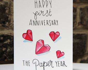 First Wedding Anniversary Husband Paper 1st Anniversary Paper Hearts 1st Anniversary Card Origami Heart Paper Gift Idea for 1st Anniversary