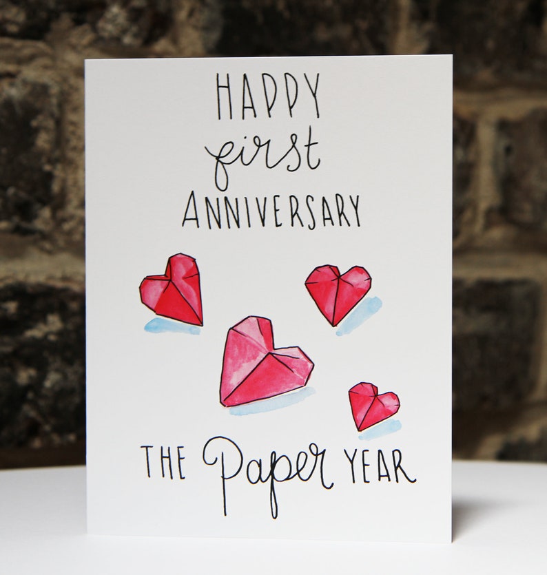 First Wedding Anniversary Husband Paper Anniversary One Year Married 1st Anniversary Paper Hearts 1st Anniversary Card Origami Heart