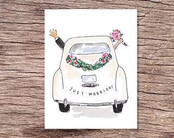 Wedding Card for Couple Just Married Card Funny Wedding Gift Bride & Groom Gift Wedding Congratulations Wedding Getaway Classic Car