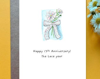 13th Wedding Anniversary Card for Wife Traditional Gift of Lace 13th anniversary Lace Gift Idea
