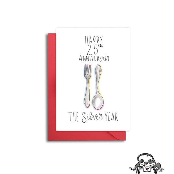 25th Wedding Anniversary Card, 25 Years Anniversary, Silver Themed Anniversary Card, Anniversary Card for Husband, 25th Anniversary card