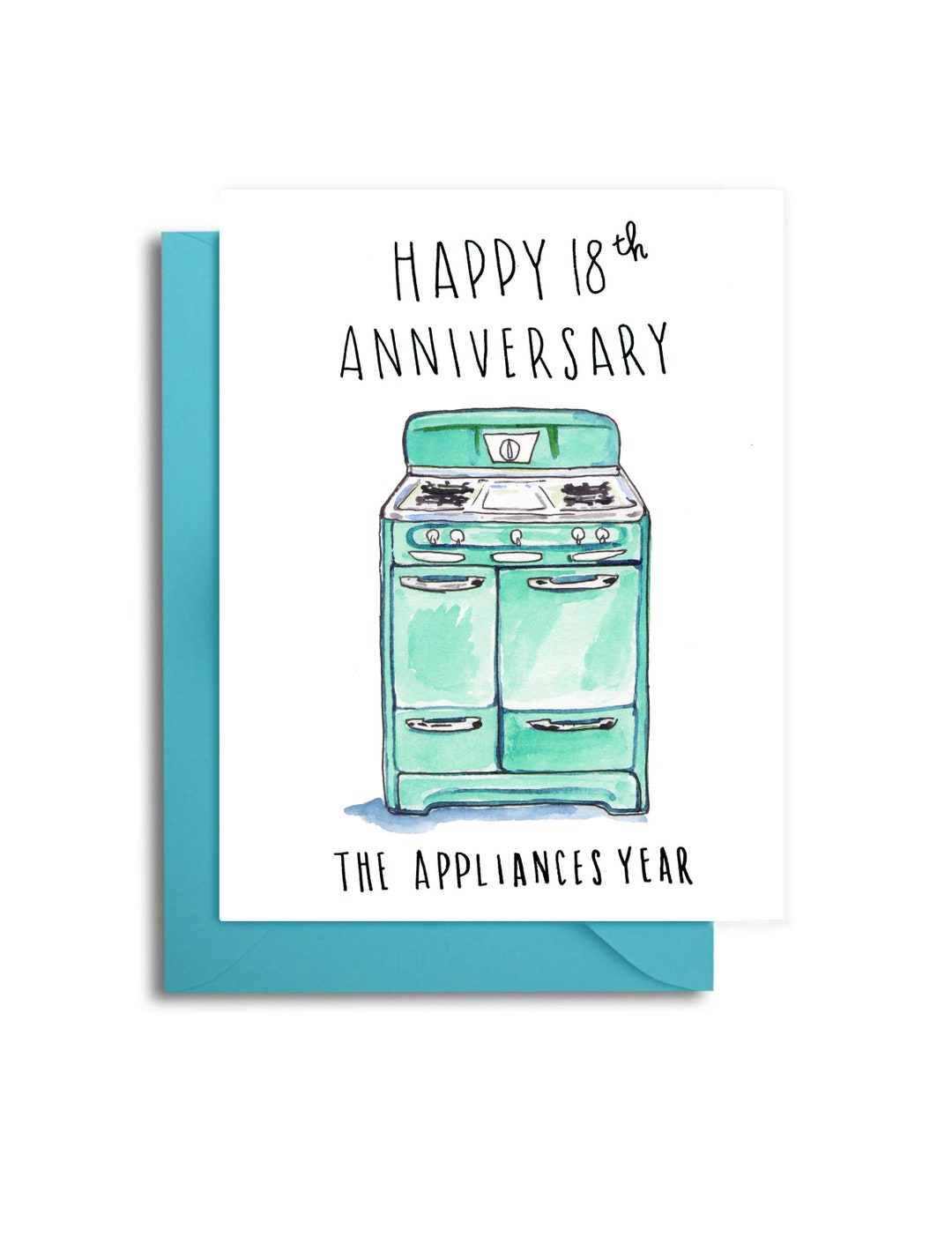 18th Wedding Anniversary Card, Appliance Themed Anniversary, 18 Years Anniversary, Anniversary