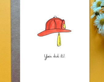 Firefighter Graduation Card Firemen graduation card Personalizable Fireman Graduation Gift