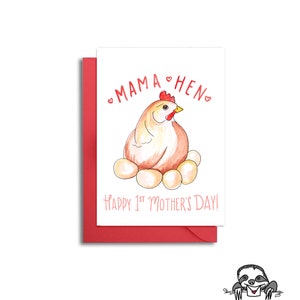 Mamá Gallina Mamá y Tarjeta de Bebé, Primera Tarjeta del Día de la Madre, Tarjeta de Pollos del Día de la Madre, Tarjeta de Pollo para mamá, Tarjeta de Nueva Mamá, 1a Tarjeta del Día de la Madre