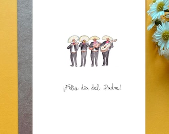 Spanish Father's Day Card Feliz dia del Padre Card Customizable Birthday Card for Dad Mexican Mariachi Band feliz cumpleaños papa