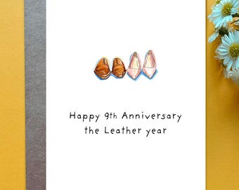 9th Wedding Anniversary Card Leather Year Anniversary Gift Husband 9th anniversary traditional gift of leather Ninth Anniversary Card