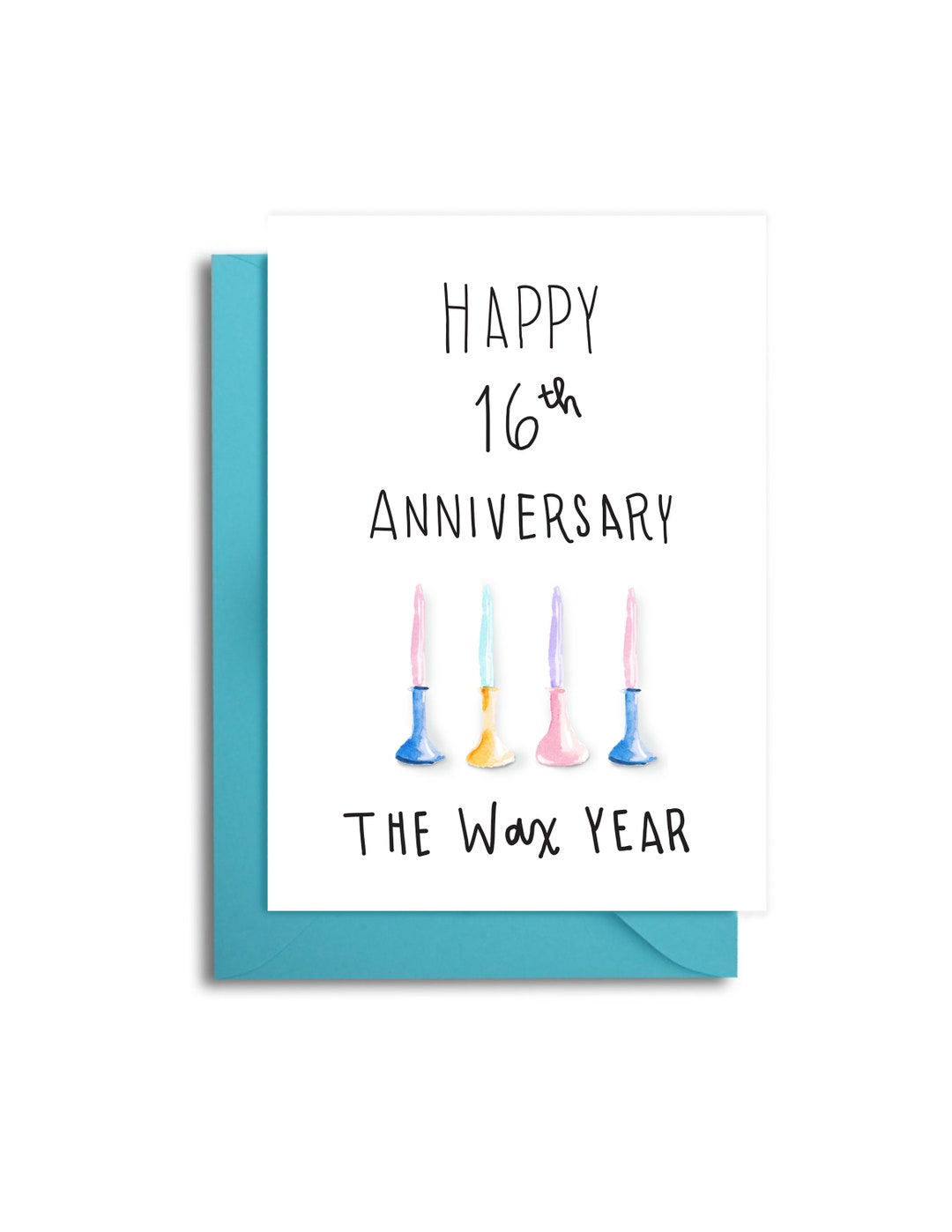 16th Wedding Anniversary Card, Wax Year Anniversary Gift, Husband 16th
