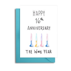 16. Hochzeitstag Karte, Wachsjahr Jahrestagsgeschenk, Ehemann 16. Jahrestag, 16 Jahre Jahrestag, Hochzeitstag Wachsgeschenk