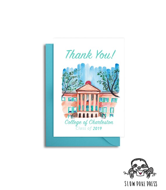 College of Charleston Alumni Thank You Card Grads Note card Set of 25 Graduation Gift Note Cards Graduation Thank You Cards