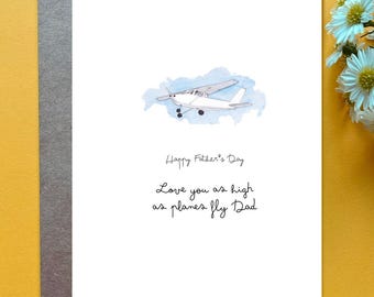 Pilot Father's Day Card Minimalistic Gift for Him Airplane Pilot Themed Father's Day Card